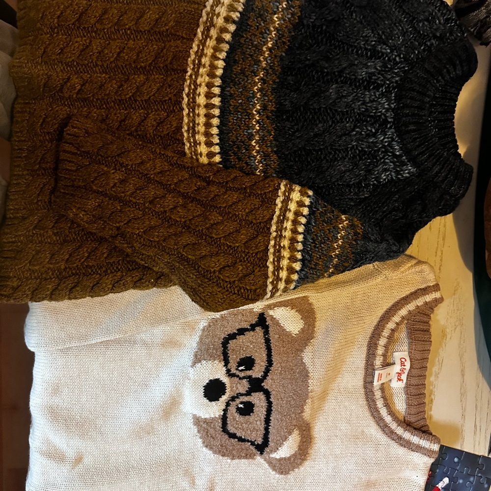 Zara Kids Brown and Black Crewneck Sweater Set